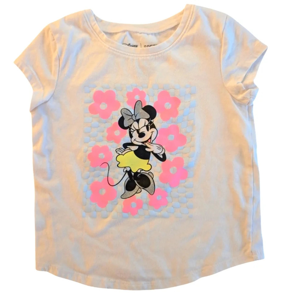 Disney Jumping Beans Minnie Mouse T Shirt Cotton Blend White Size 5T Casual